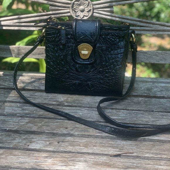 Brahmin Black Leather Double Crossbody Bag - Picture 2 of 9